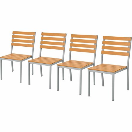Global Industrial Stackable Outdoor Dining Armless Chair, Tan, 4PK 436986TN